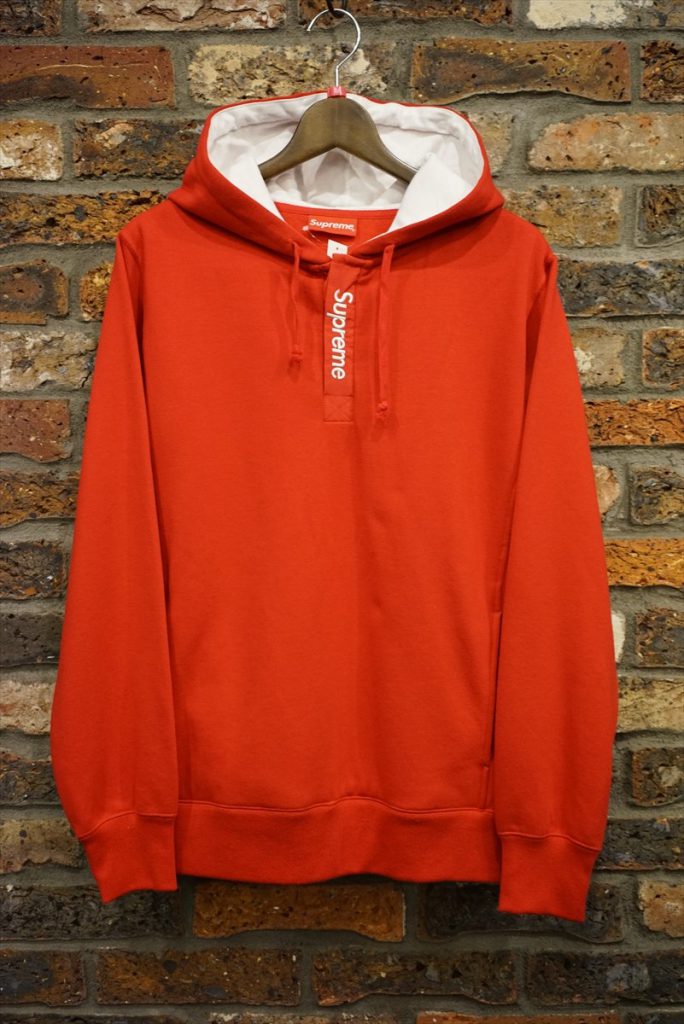 Supreme Contrast Placket Hooded Sweat