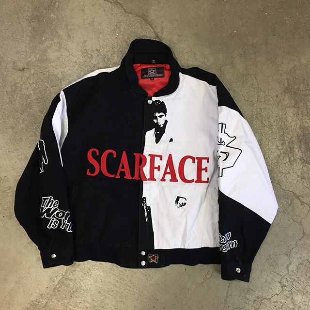 Supreme Scarface Embroidered Leather Jacket